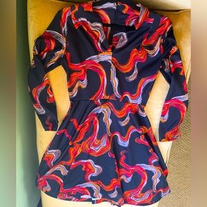 Vintage 70s A-line V neck dress